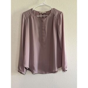 Women's LOFT Long Sleeve Blouse Loose Fit, Elegant, Size S Soft Pink